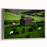 Rustic Wall Art - Farmhouse Barn Landscape with Rolling Green Hills