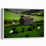 Rustic Wall Art - Farmhouse Barn Landscape with Rolling Green Hills