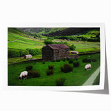 Rustic Wall Art - Farmhouse Barn Landscape with Rolling Green Hills