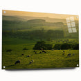 Rustic Wall Art - Sunset Farmhouse Landscape with Grazing Sheep