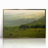 Rustic Wall Art - Sunset Farmhouse Landscape with Grazing Sheep