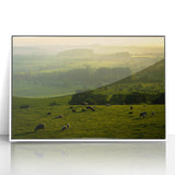 Rustic Wall Art - Sunset Farmhouse Landscape with Grazing Sheep