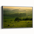 Rustic Wall Art - Sunset Farmhouse Landscape with Grazing Sheep