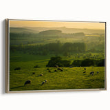 Rustic Wall Art - Sunset Farmhouse Landscape with Grazing Sheep