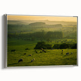 Rustic Wall Art - Sunset Farmhouse Landscape with Grazing Sheep