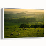Rustic Wall Art - Sunset Farmhouse Landscape with Grazing Sheep