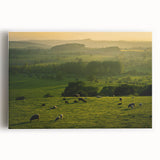 Rustic Wall Art - Sunset Farmhouse Landscape with Grazing Sheep