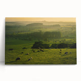 Rustic Wall Art - Sunset Farmhouse Landscape with Grazing Sheep