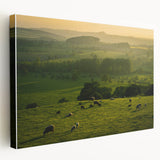 Rustic Wall Art - Sunset Farmhouse Landscape with Grazing Sheep