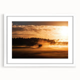 Rustic Wall Art - Golden Sunset Landscape with Misty Rural Scene