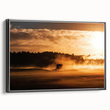 Rustic Wall Art - Golden Sunset Landscape with Misty Rural Scene