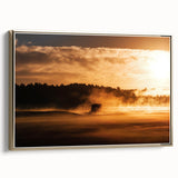 Rustic Wall Art - Golden Sunset Landscape with Misty Rural Scene