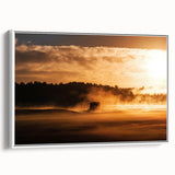 Rustic Wall Art - Golden Sunset Landscape with Misty Rural Scene