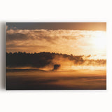 Rustic Wall Art - Golden Sunset Landscape with Misty Rural Scene
