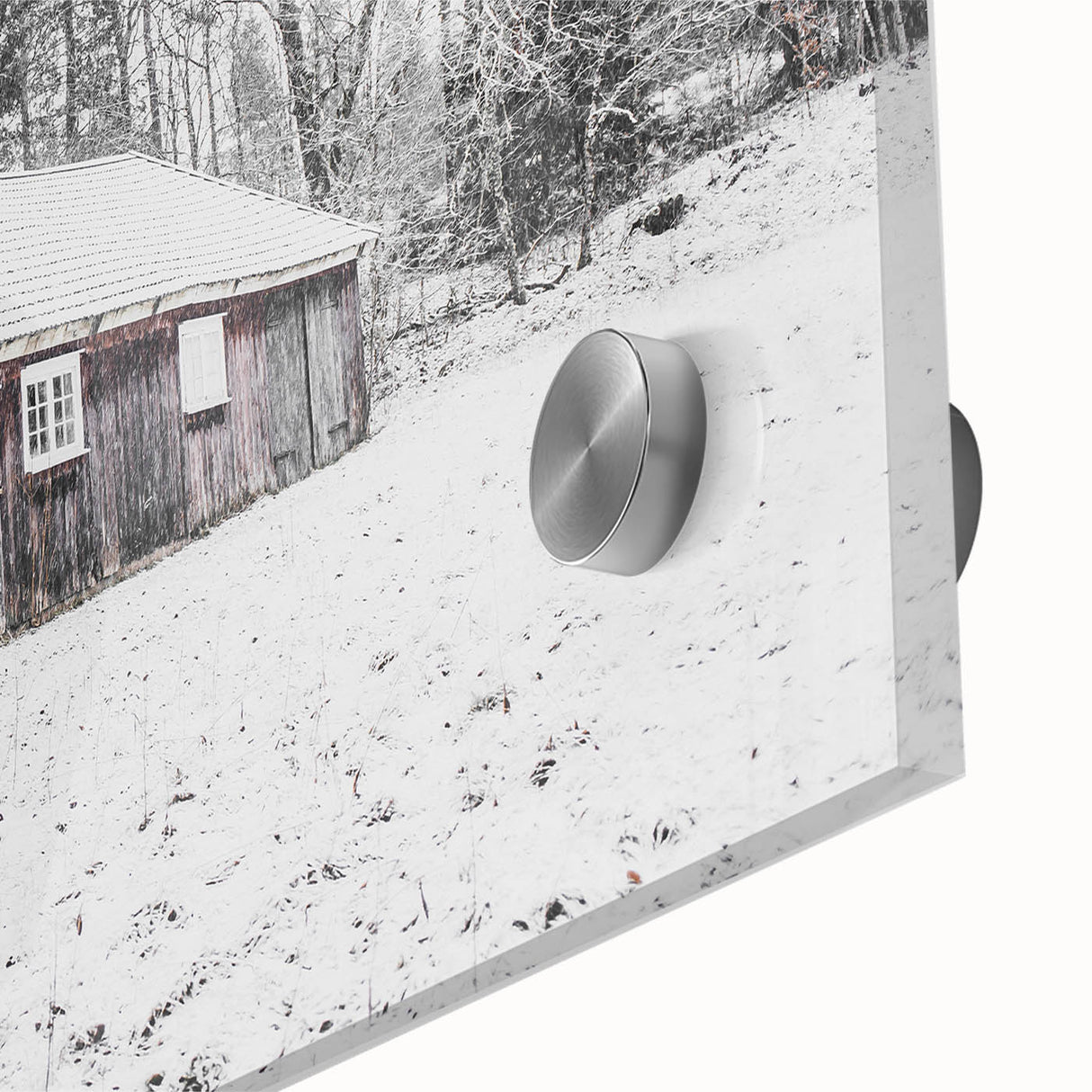 Rustic Wall Art - Snowy Winter Cabin in the Forest for Farmhouse Decor