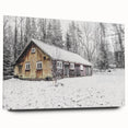 Rustic Wall Art - Snowy Winter Cabin in the Forest for Farmhouse Decor