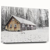 Rustic Wall Art - Snowy Winter Cabin in the Forest for Farmhouse Decor