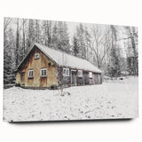 Rustic Wall Art - Snowy Winter Cabin in the Forest for Farmhouse Decor