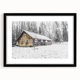 Rustic Wall Art - Snowy Winter Cabin in the Forest for Farmhouse Decor