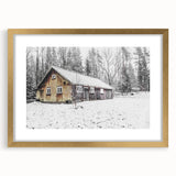 Rustic Wall Art - Snowy Winter Cabin in the Forest for Farmhouse Decor
