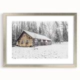 Rustic Wall Art - Snowy Winter Cabin in the Forest for Farmhouse Decor