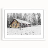 Rustic Wall Art - Snowy Winter Cabin in the Forest for Farmhouse Decor