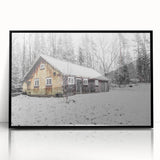 Rustic Wall Art - Snowy Winter Cabin in the Forest for Farmhouse Decor