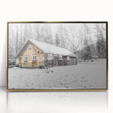 Rustic Wall Art - Snowy Winter Cabin in the Forest for Farmhouse Decor