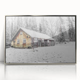 Rustic Wall Art - Snowy Winter Cabin in the Forest for Farmhouse Decor