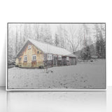 Rustic Wall Art - Snowy Winter Cabin in the Forest for Farmhouse Decor
