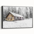 Rustic Wall Art - Snowy Winter Cabin in the Forest for Farmhouse Decor