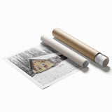 Rustic Wall Art - Snowy Winter Cabin in the Forest for Farmhouse Decor