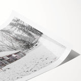 Rustic Wall Art - Snowy Winter Cabin in the Forest for Farmhouse Decor