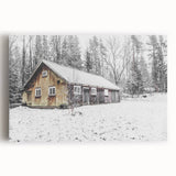 Rustic Wall Art - Snowy Winter Cabin in the Forest for Farmhouse Decor