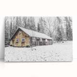Rustic Wall Art - Snowy Winter Cabin in the Forest for Farmhouse Decor