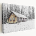 Rustic Wall Art - Snowy Winter Cabin in the Forest for Farmhouse Decor