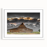 Rustic Wall Art - Barn and Mountain Landscape with Dramatic Sky