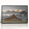 Rustic Wall Art - Barn and Mountain Landscape with Dramatic Sky