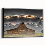 Rustic Wall Art - Barn and Mountain Landscape with Dramatic Sky