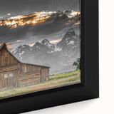 Rustic Wall Art - Barn and Mountain Landscape with Dramatic Sky