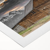 Rustic Wall Art - Barn and Mountain Landscape with Dramatic Sky