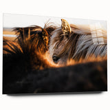 Rustic Wall Art - Close-Up of Horses with Warm Natural Lighting