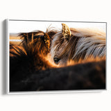 Rustic Wall Art - Close-Up of Horses with Warm Natural Lighting