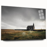 Rustic Wall Art - Isolated Church with Dramatic Sky in Rural Landscape