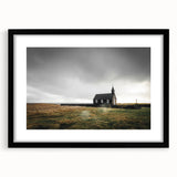 Rustic Wall Art - Isolated Church with Dramatic Sky in Rural Landscape