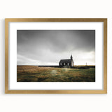 Rustic Wall Art - Isolated Church with Dramatic Sky in Rural Landscape