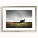 Rustic Wall Art - Isolated Church with Dramatic Sky in Rural Landscape