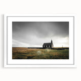 Rustic Wall Art - Isolated Church with Dramatic Sky in Rural Landscape