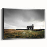 Rustic Wall Art - Isolated Church with Dramatic Sky in Rural Landscape