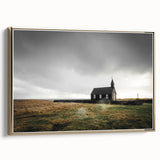 Rustic Wall Art - Isolated Church with Dramatic Sky in Rural Landscape